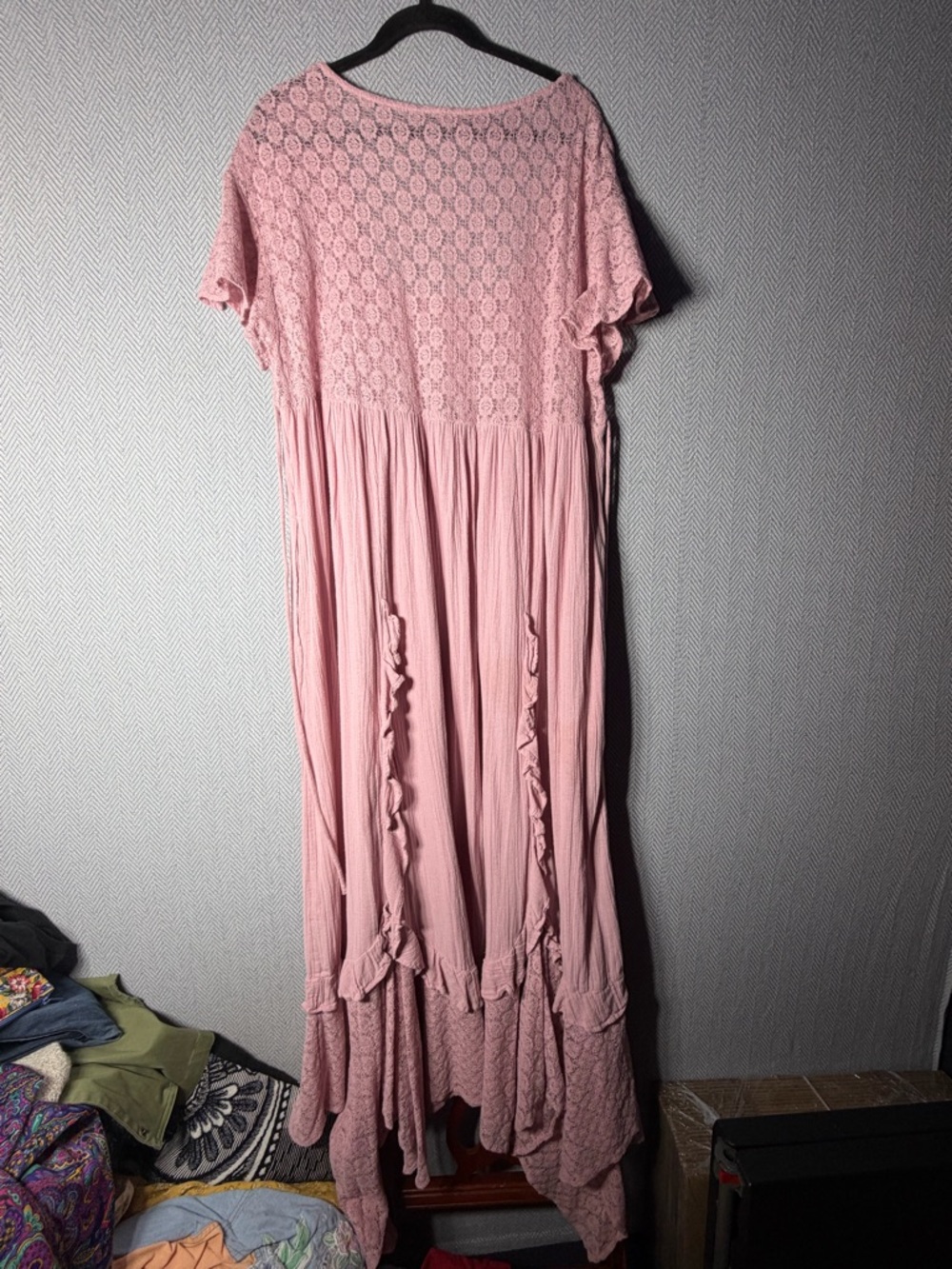 Free People Bring The Romance Midi Pink Flutter Sleeve Ethereal Dress XL - Picture 4 of 5